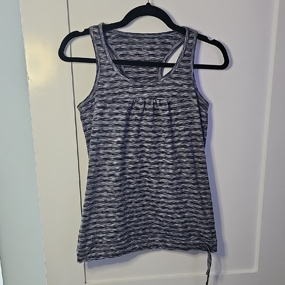 Athleta Fitted Ruched Gray and White Tank Top Size S - Picture 1 of 6
